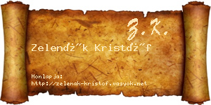 Zelenák Kristóf névjegykártya